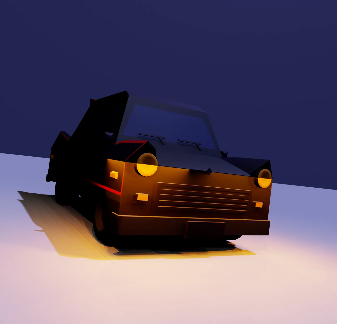 The car from the front.