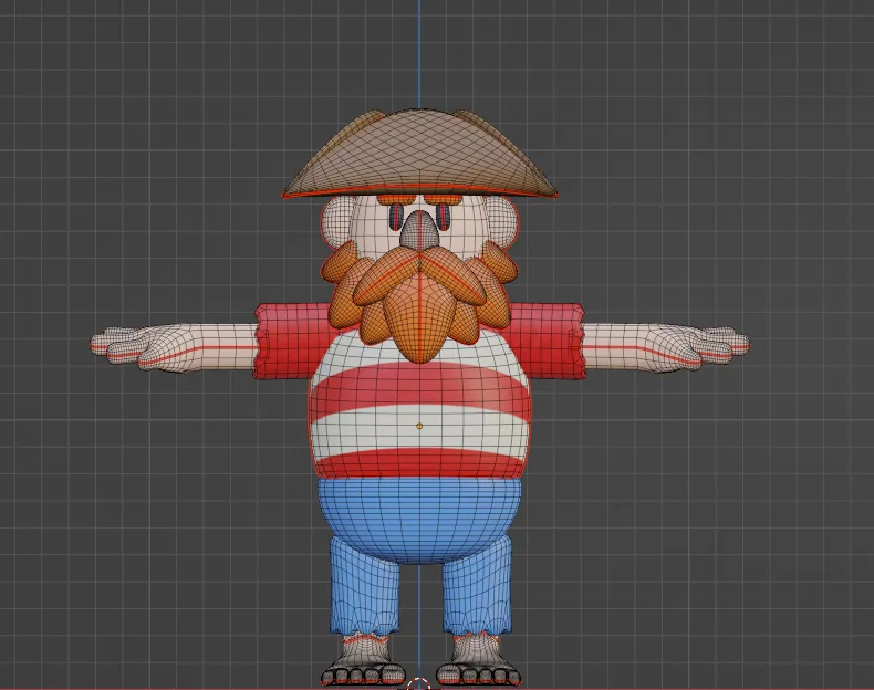 Barry's model in T-pose in Blender.